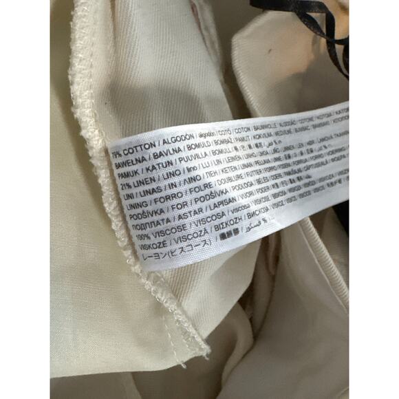 NEW Mango Wide Leg Linen Blend Beige Cream Slacks Pants 8 Hem Slits Office Siren - Picture 11 of 11